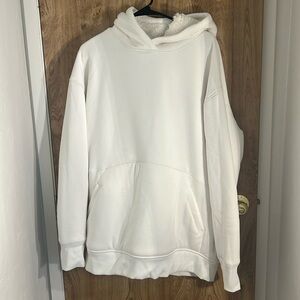 EUC athleta White Lined Sherpa Hoodie